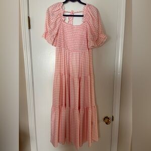 Pink Gingham Maxi Dress